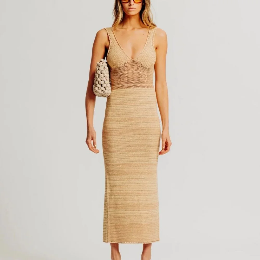 Torn by Ronny Kobo Madi Dress in Cocoa Dessert Knit Maxi New Small Torn by Ronny Kobo Madi Dress in Cocoa Dessert Knit Maxi New Small